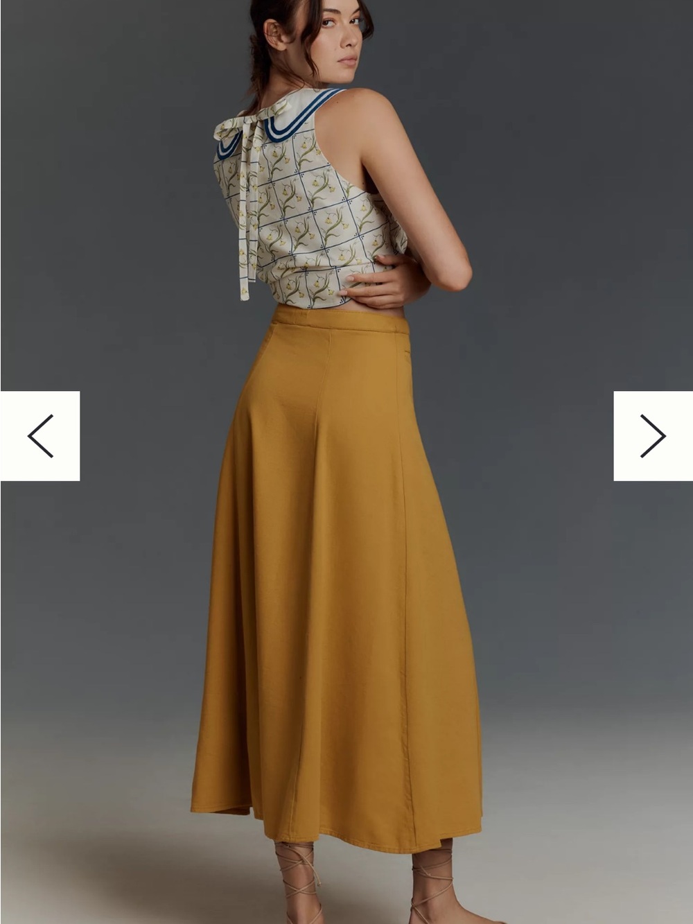 Maeve Mustard Yellow Button-Front A-Line Skirt - Picture 3 of 10